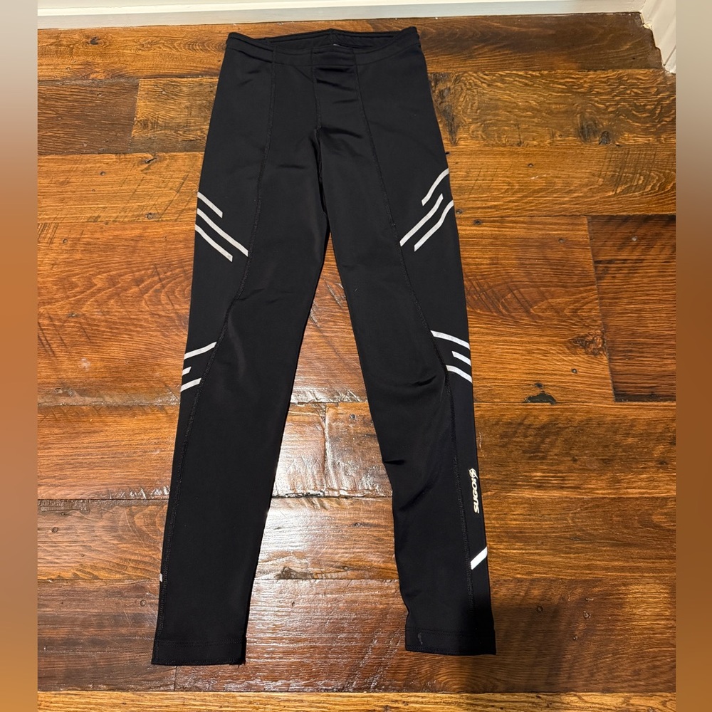 SUGOI WOMENS Black Leggings with REFLECTIVE Stripes